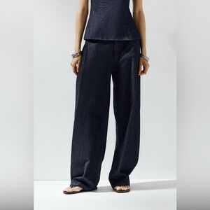 ZARA TRF Pleated Denim Pants